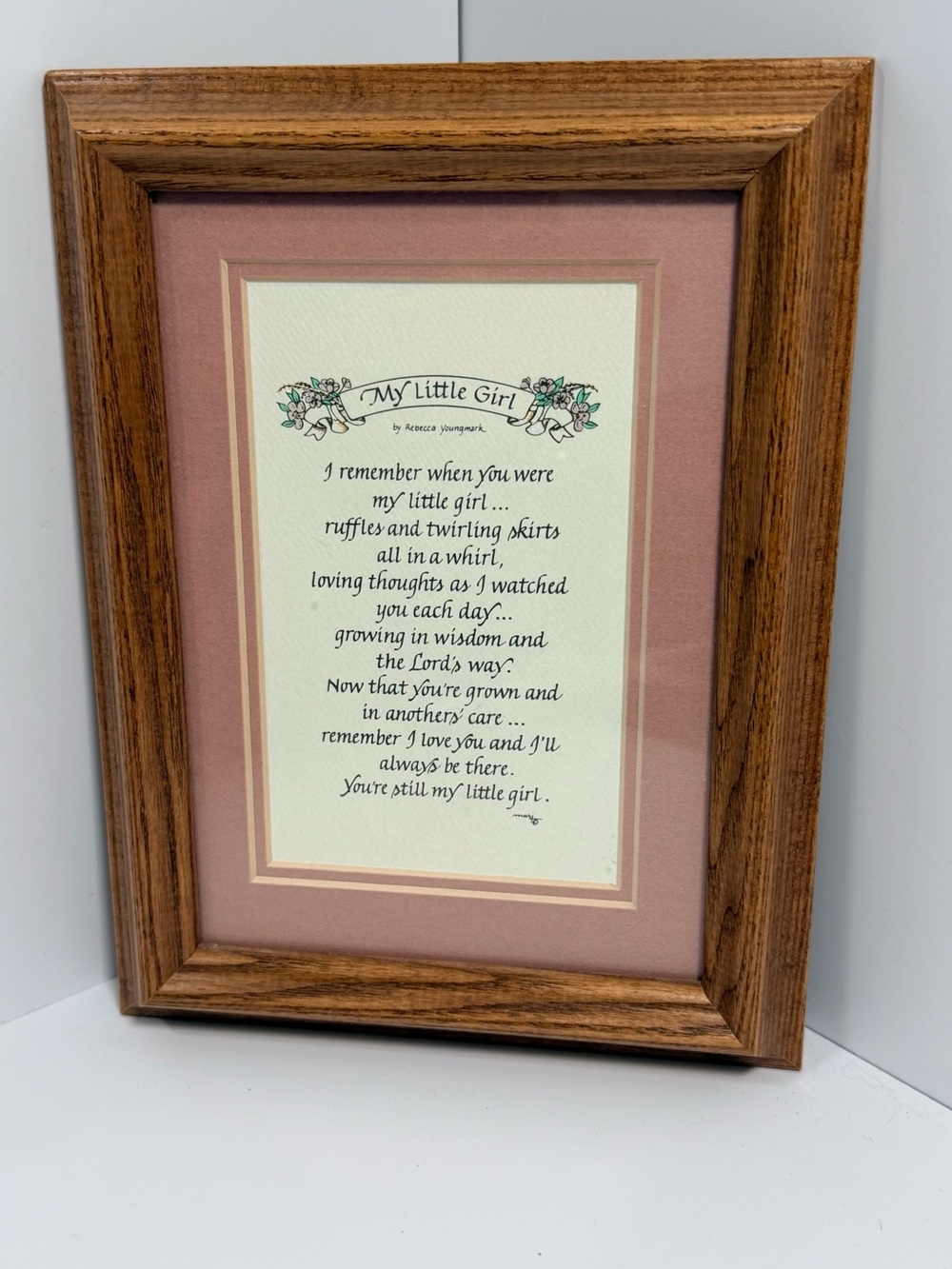 Framed Vintage 'My Little Girl' Calligraphic Poem Wall Art